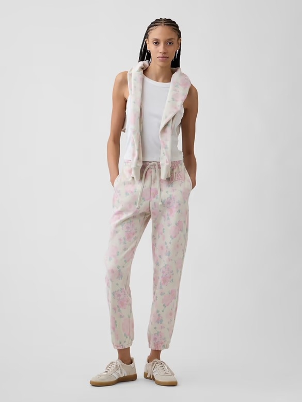 GAP PINK Floral Pastel Drawstring Joggers SZ. M  NWT - Picture 4 of 13
